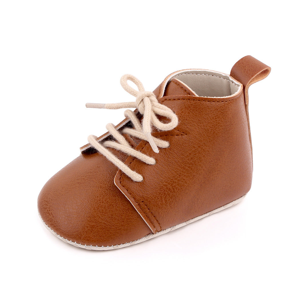Girls' Fashion Simple PU Leather Lace Up Toddler Shoes