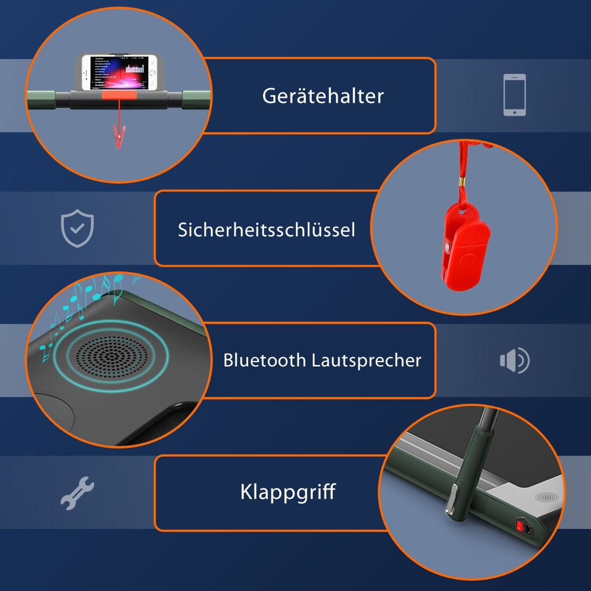 2-In-1 Faltbares Laufband Mit APP & Fernbedienung Handyhalter Led-Display Und Lautsprecher Grün