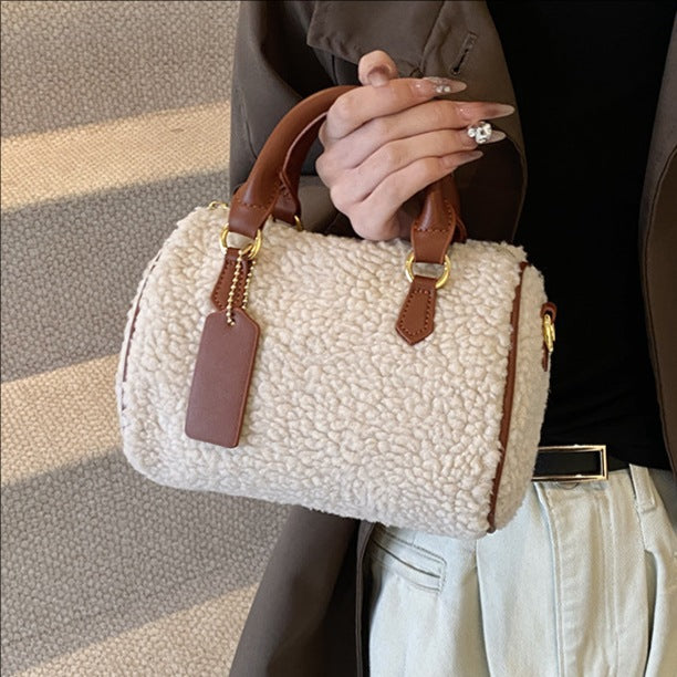 Lamb-Mohair Casual Versatile And Sophisticated Shoulder Or Crossbody Bag