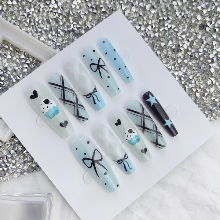 Summer Sweet Cool Ins Style Ice Cream French Glossy Sealing Layer Nail Sticker