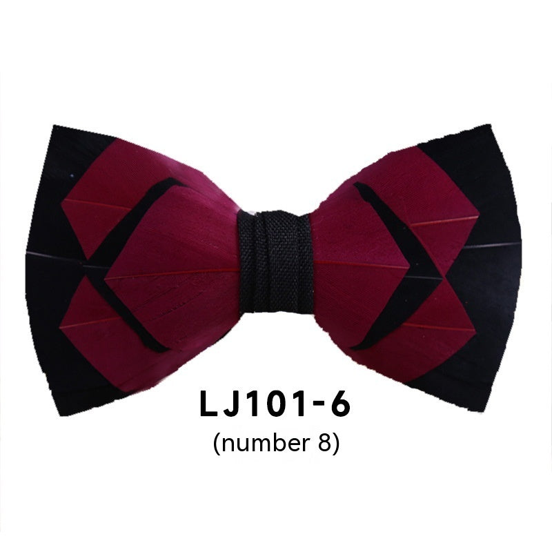 Men's Polyester Feather Bow Tie Business Host Suit Bow Tie