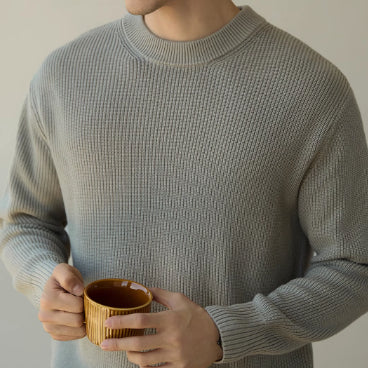 Pullover striktrøje, løs fritids- og pendlerstil, termisk undertrøje