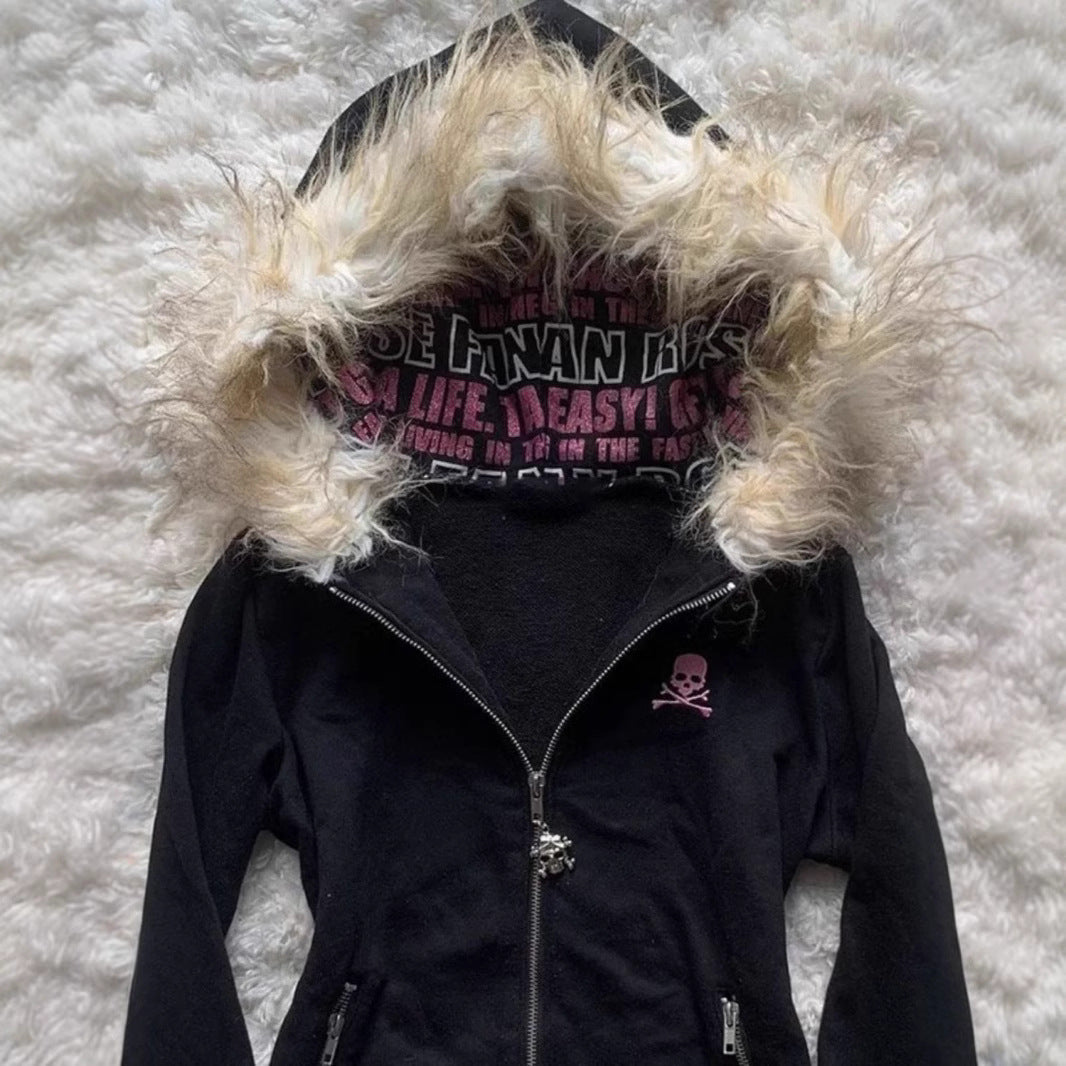 Løs gotisk hoodie med kranie til kvinder