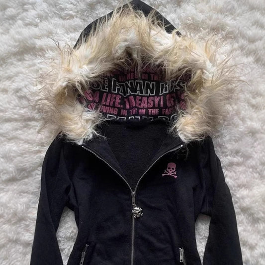 Women's Loose Gothic Skull Hoodie Coat