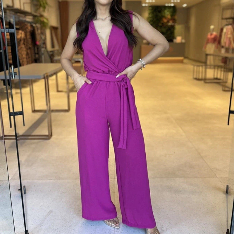 High Waisted Loose Fitting Wide Leg Women's Jumpsuit