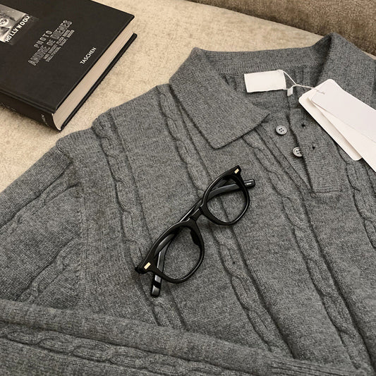 Winter Warm Lapel Sweater Men's Korean Style Handsome High Sense