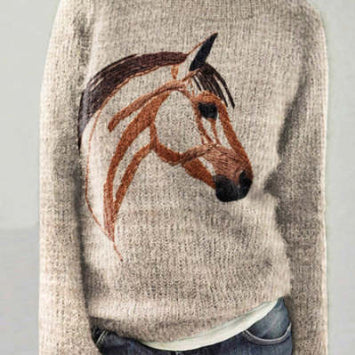 Womens Fresh And Casual Crew-Neck Printed Sweatshirt Top