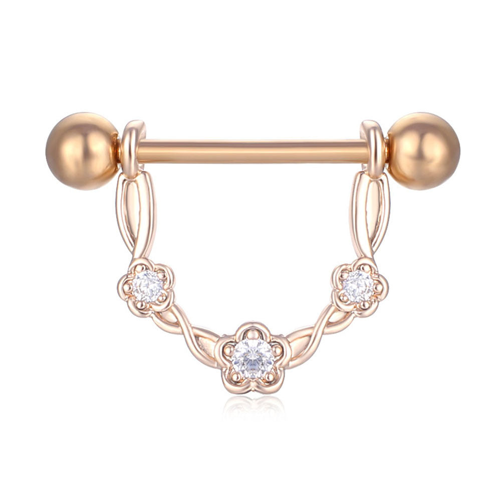 Puncture Nipple Ornament Inlaid Zircon Ring Nails