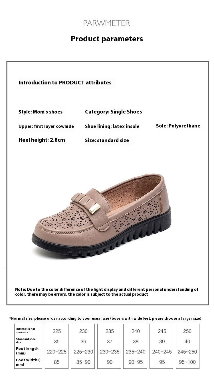Women's Summer Hole Ventilation Soft-soled Leather Shoes