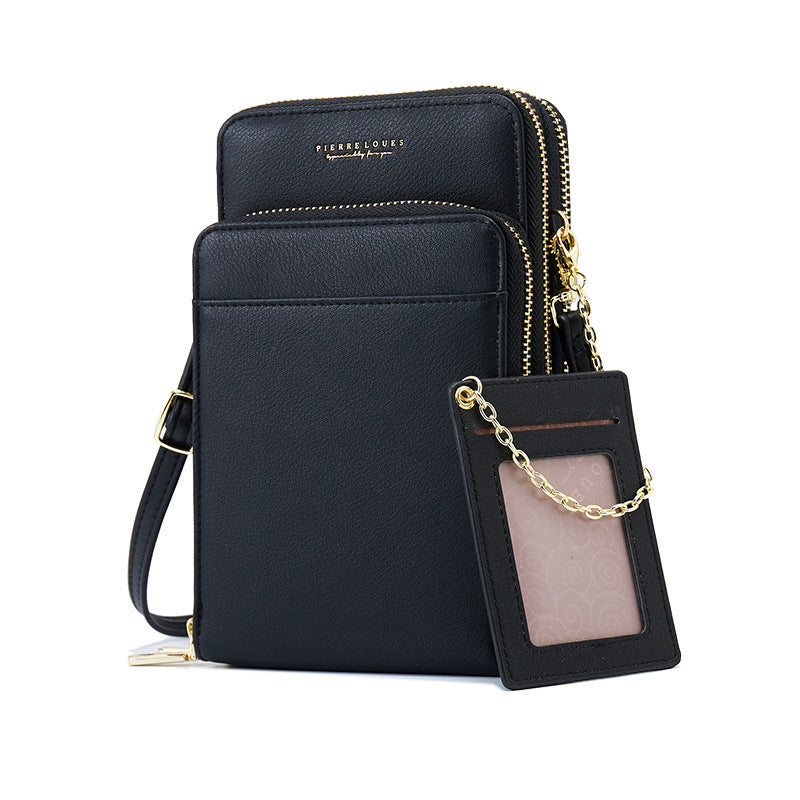 Three Zipper Mobile Phone Simple Plain Color Ladies Shoulder Bag