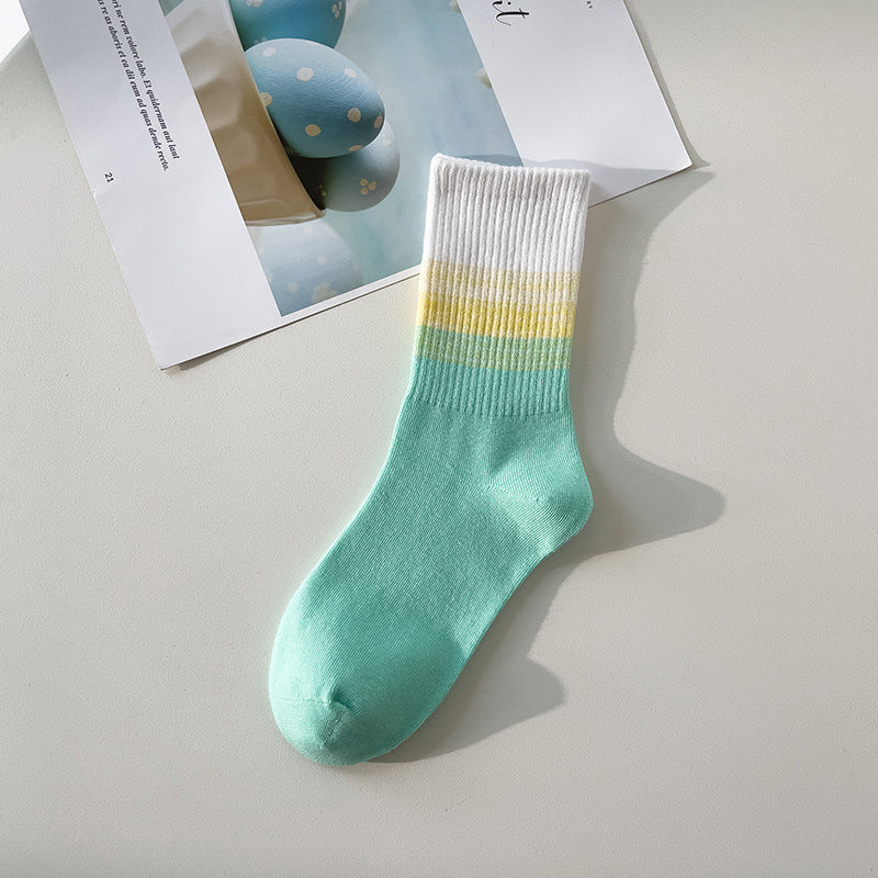 Fashion Gradient Color Street Skateboard Sports Socks