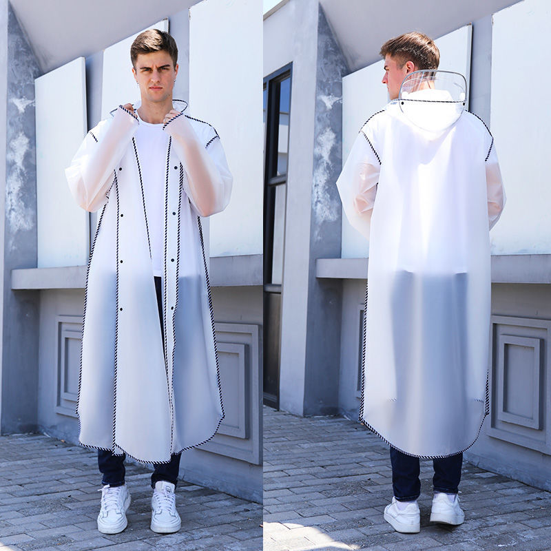 Female Students Single Long Transparent Electric Bicycle Battery Car Adult Hiking Raincoat