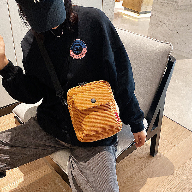 Mobile Phone Bag Corduroy Trend Messenger Small Backpack