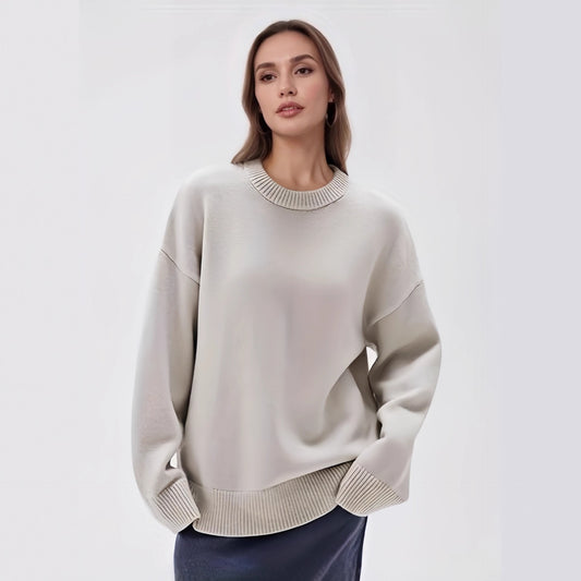 Loose Round Neck Solid Color Long-sleeved Thickened Sweater