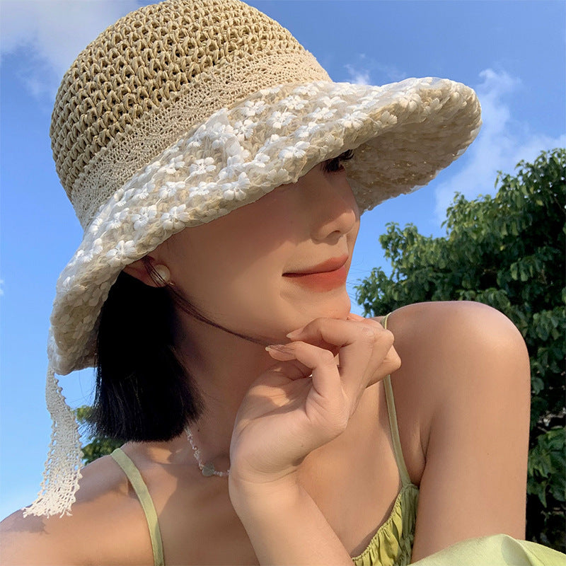 Women's Fashion Lace Bow Straw Hat
