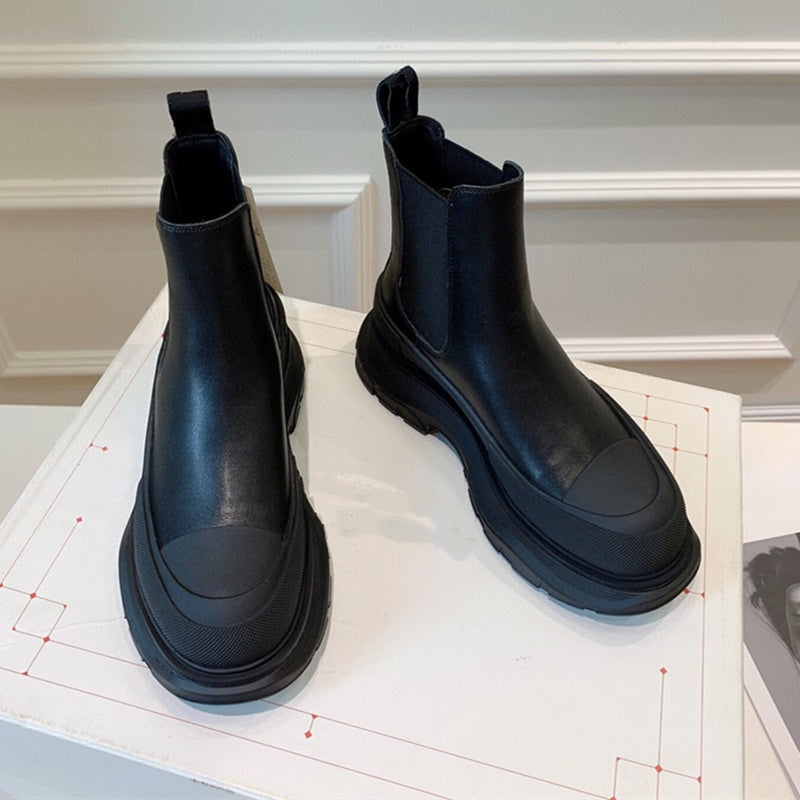 Alsidig læder high-top casual sko til kvinder