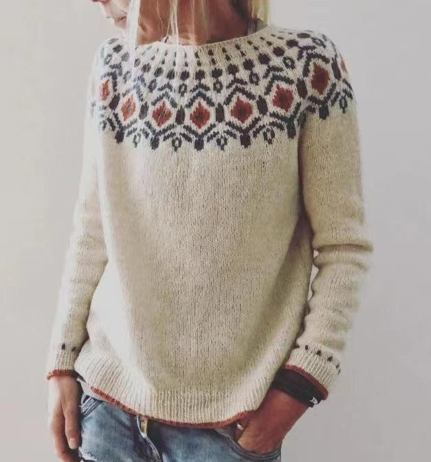New Hot Sale Round Neck Multicolor Loose Fashion Pullover Sweater