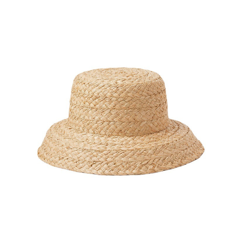 Vintage Flat Top Fold Down Brim Children's Straw Hat