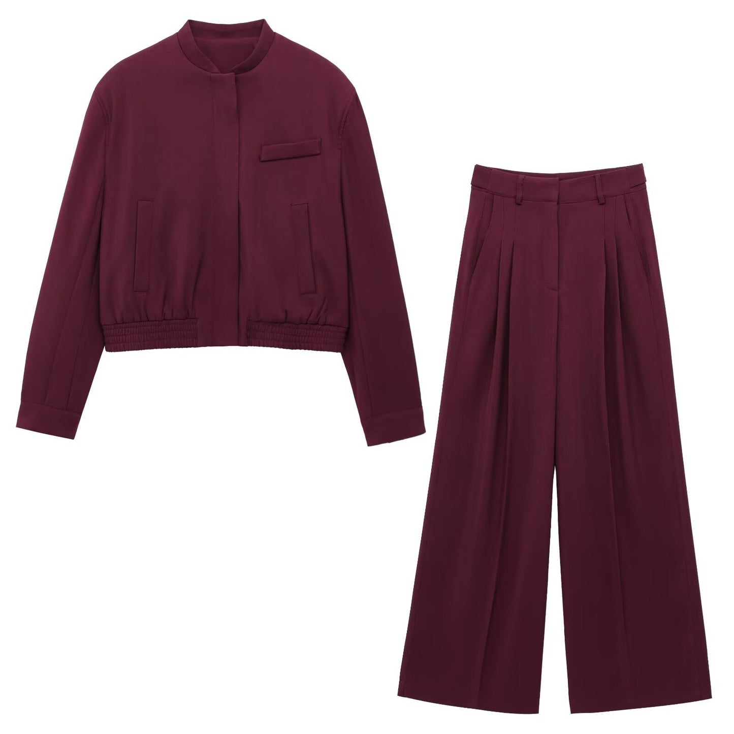 Women's Casual All-match Round Neck Pilot Jacket Suits