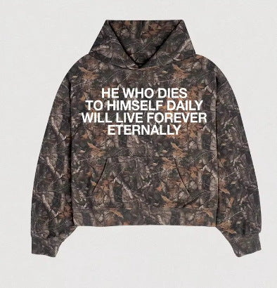 Printed Leaves Camouflage Hoodie For Men And Women