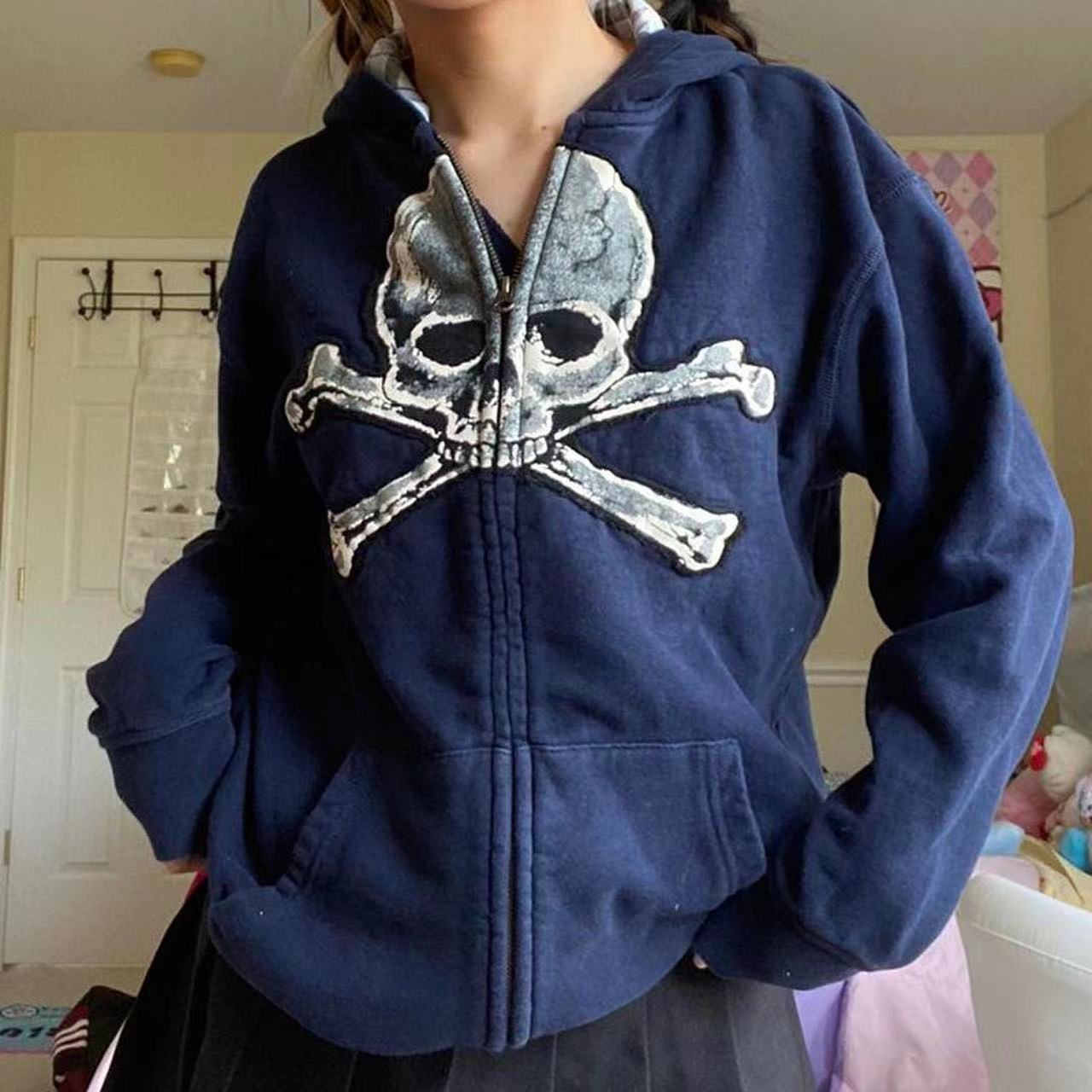 Women's Fashion Skull Thickened Zipper Sweater Printed Jacket