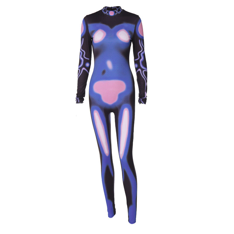 Personalized Printed Long-sleeved Sports Yoga Jumpsuit