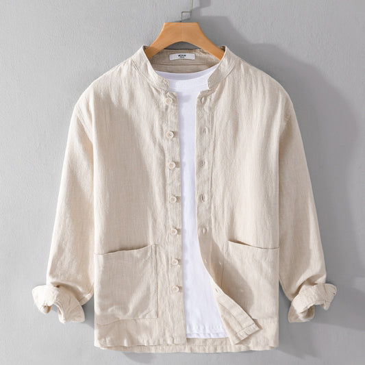 Men's Retro Stand Collar Chinese Knot Button Shirt Coat