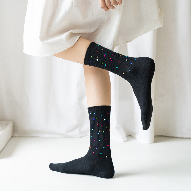 Autumn Black And White Ins Tide Net Red Female Socks