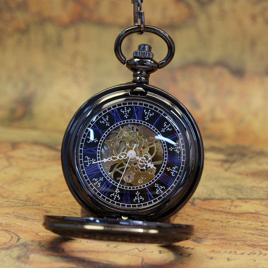 Retro Nostalgic Creative Transparent Flip-Open Mechanical Movement Pocket Watch