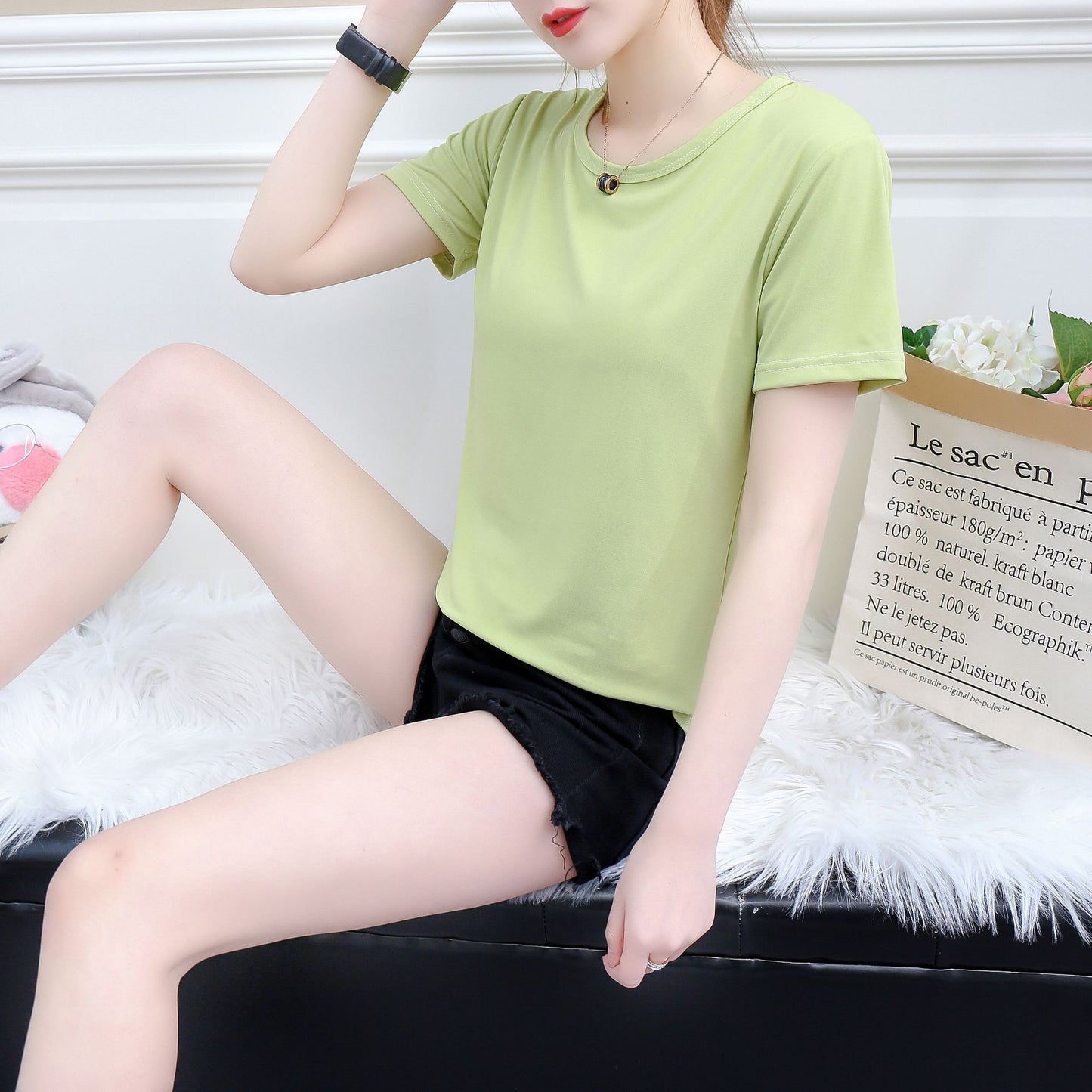 Pure White T Loose Casual Short Sleeve