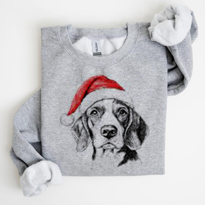 Julehvalpemotiv Polyester Rundhalset Sweatshirt Unisex