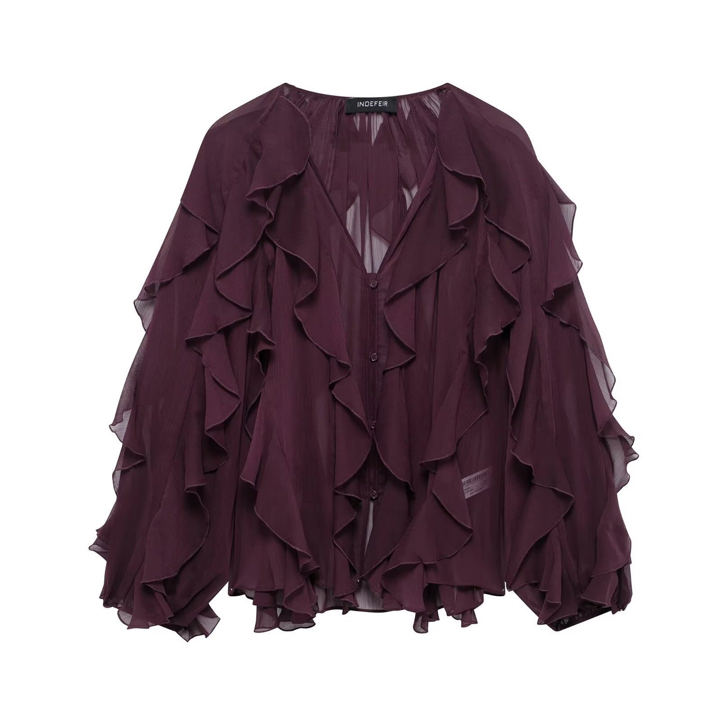 V-halset lagdelt bluse i westernstil til kvinder