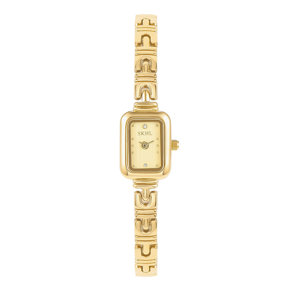 Retro Mid-centurystyle Gold Bracelet Watch With A Niche Design-forward Aesthetic
