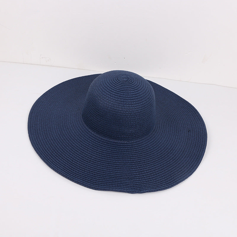 Women's Outdoor Large Brim Solid Color Straw Hat