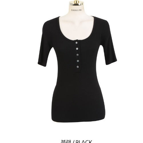 Mikro Gennemsigtig Halvåben Krave Slim-fit Kortærmet T-shirt Dame Top