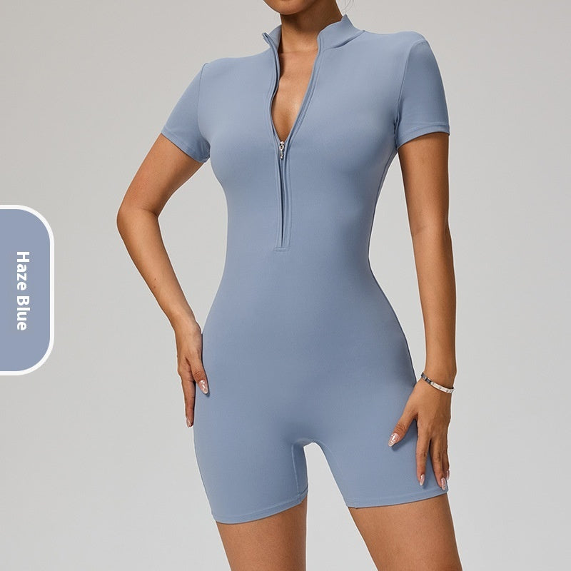 Lynlås Kortærmet Yoga Jumpsuit Dame Sports Jumpsuit
