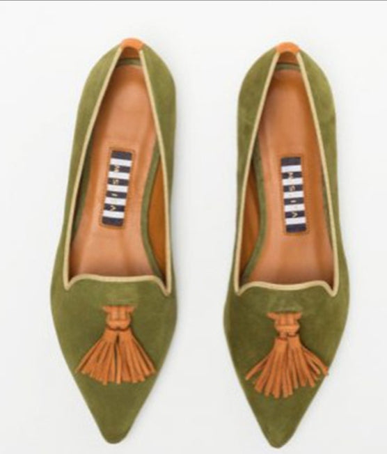 Women's Low-cut Pointed-toe Colorblock Tassel Flat Shoes