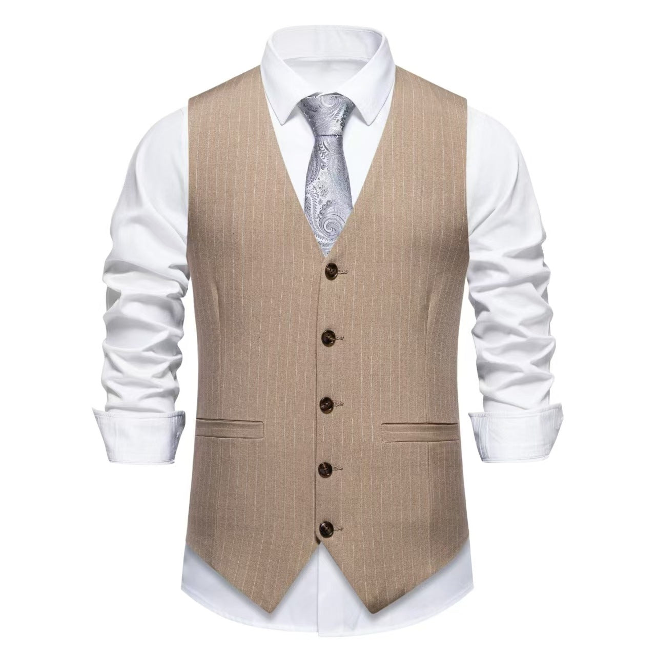 New Men's Striped Suit Vest Fashion Business Formal Wear