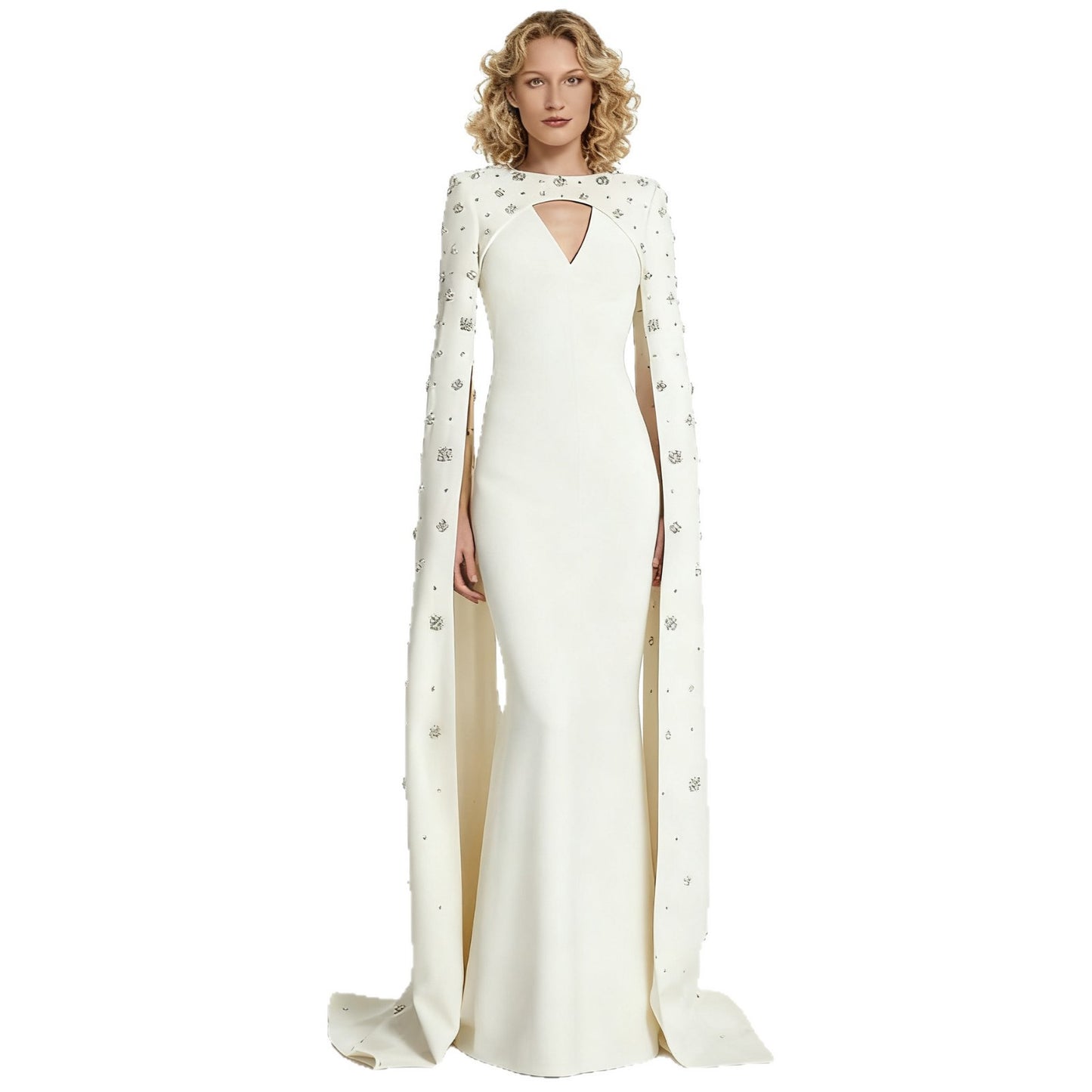 Heavy-duty Beaded And Diamond-encrusted Off-shoulder Long Dress