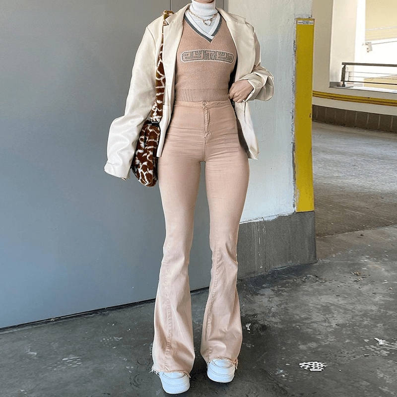 New Jeans Retro Brown High Waist High Elastic Short Boots