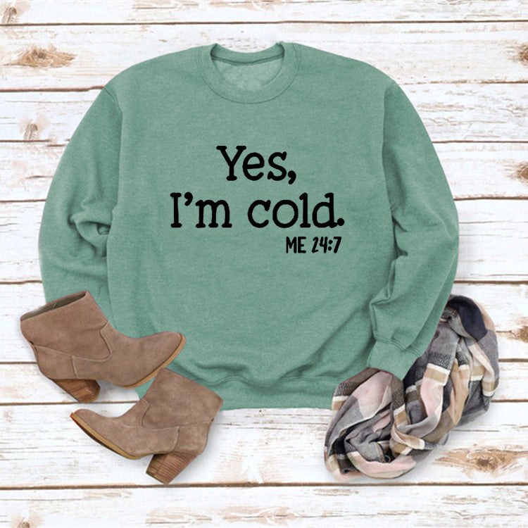Letter Round Neck Pullover Long Sleeve Sweatshirt