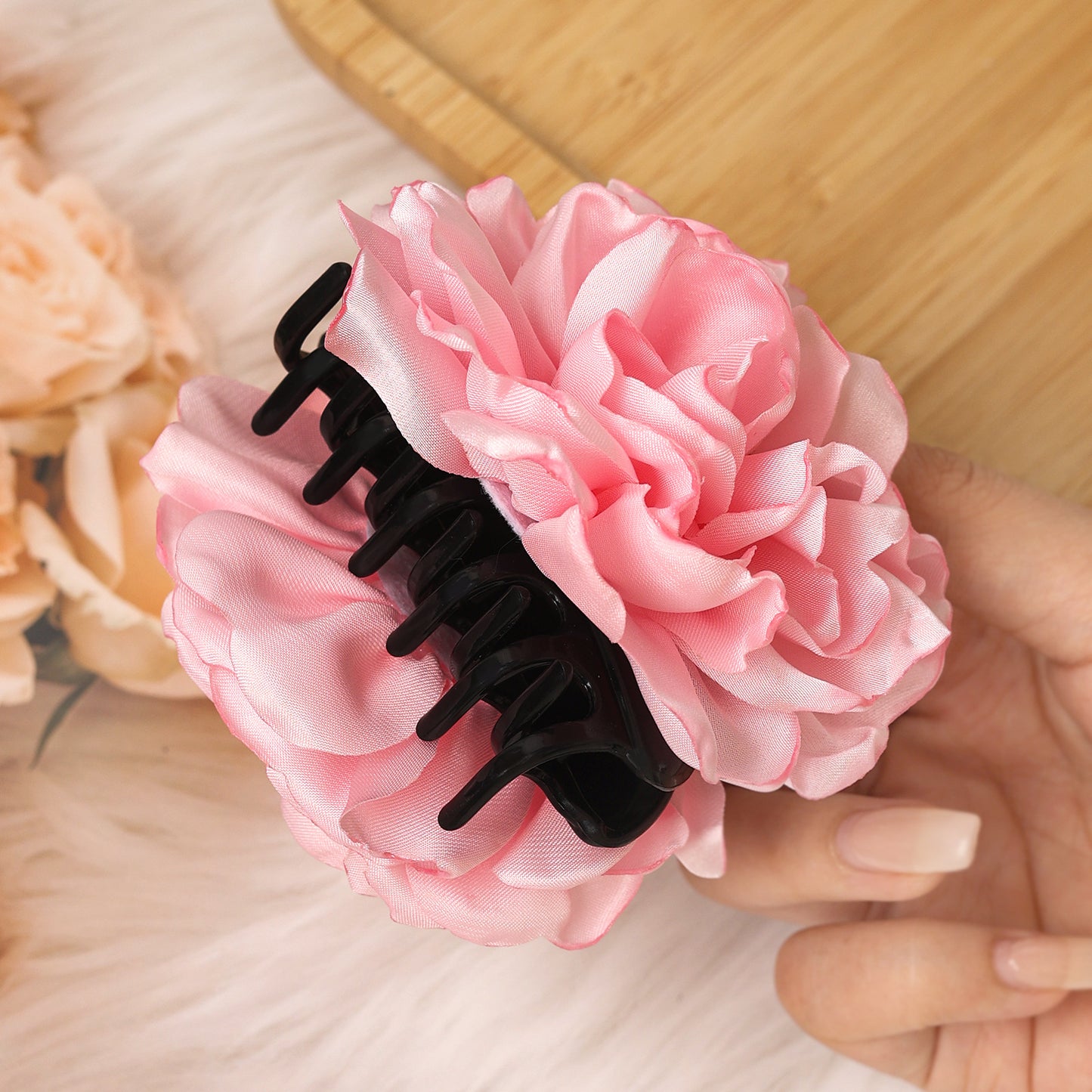Female Minimalist French Satin Camellia Large Gripper