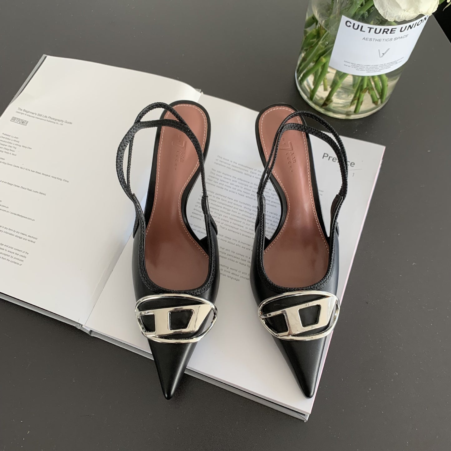 Ladies Shallow Back Slim Heel Pointed Heels