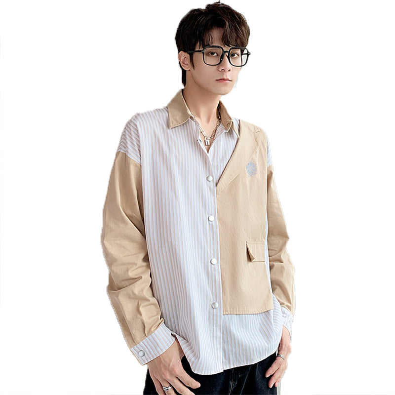 Men's Spring And Autumn Niche Fake Two-piece Shirt