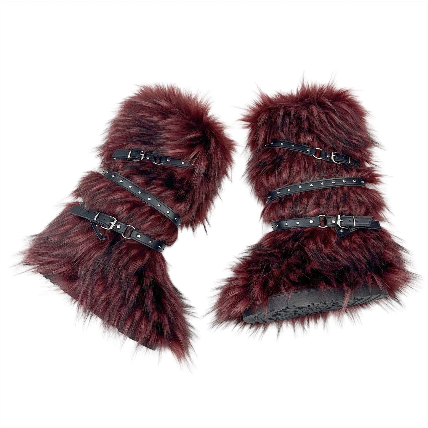 Fur-lined Tall Boots With A Cross-strap Buckle