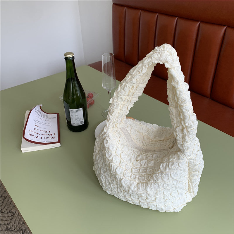 One-shoulder Underarm Tote Cloud Pleated