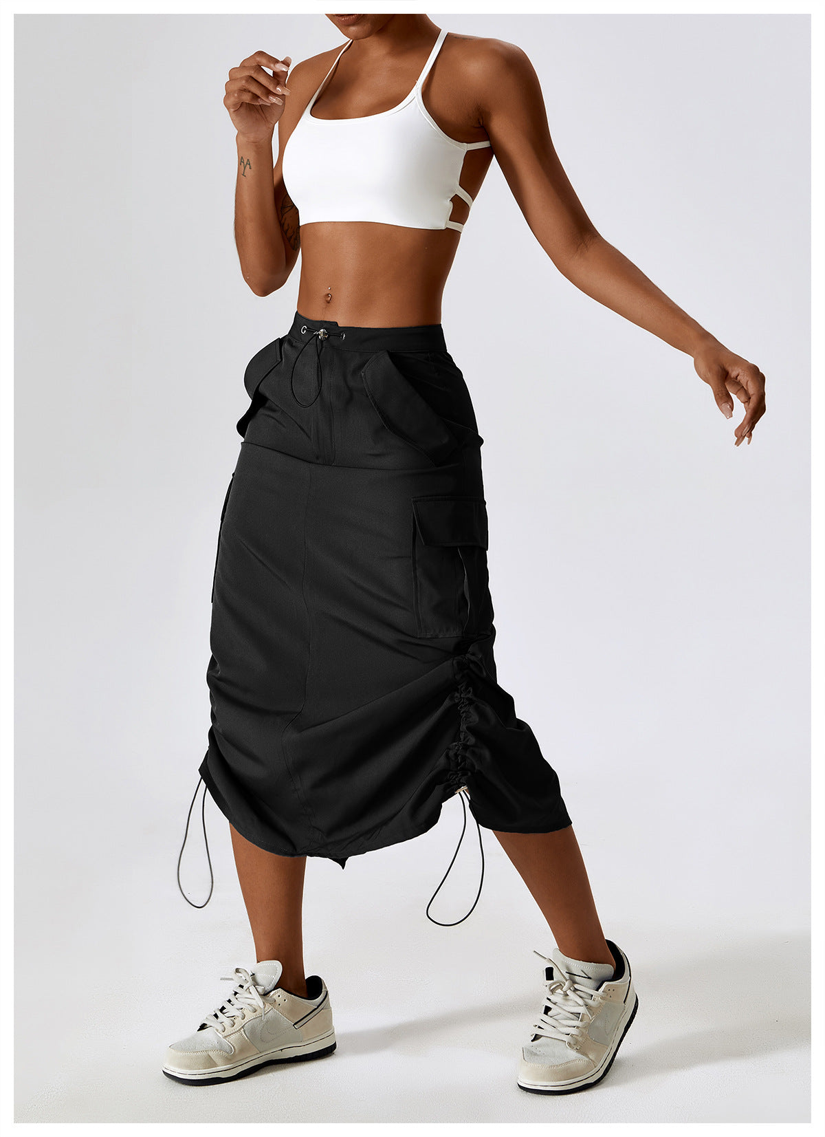 European And American Retro Suit Skirt Waist Sports Casual Skirt Mid-length All-matching Work Clothes Pocket Skirt