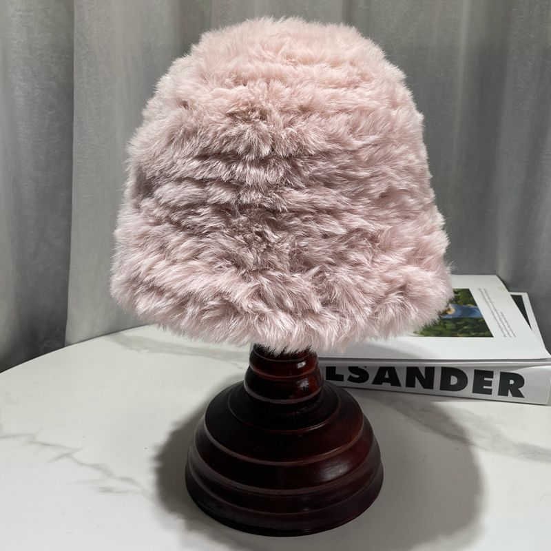 Thickened Warm Keeping Simple Rabbit Hair Like Plush Hat