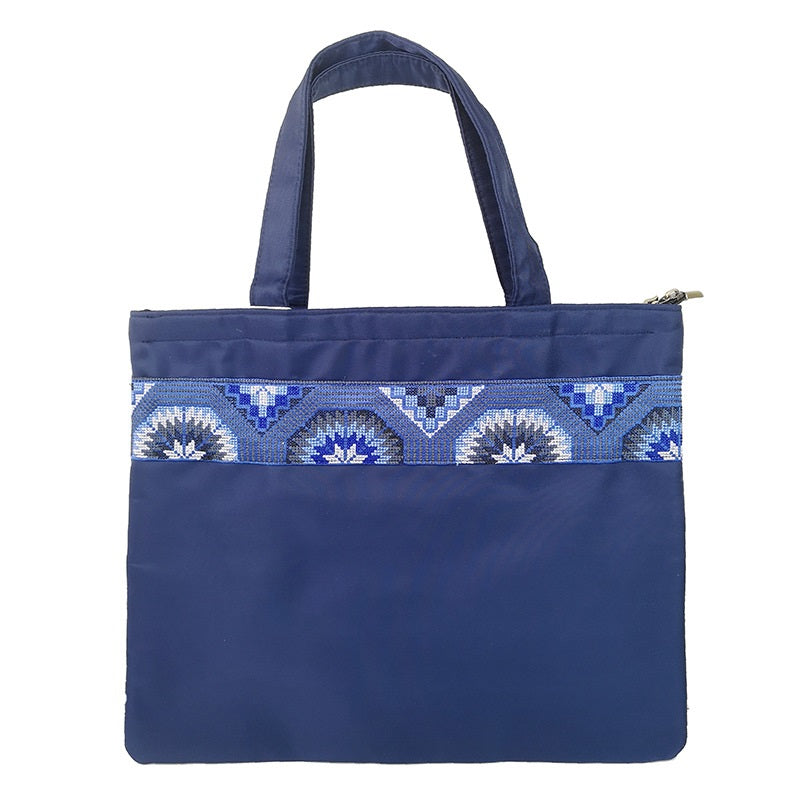 Ethnic Embroidery A4 Document Bag Zipper Data Bag