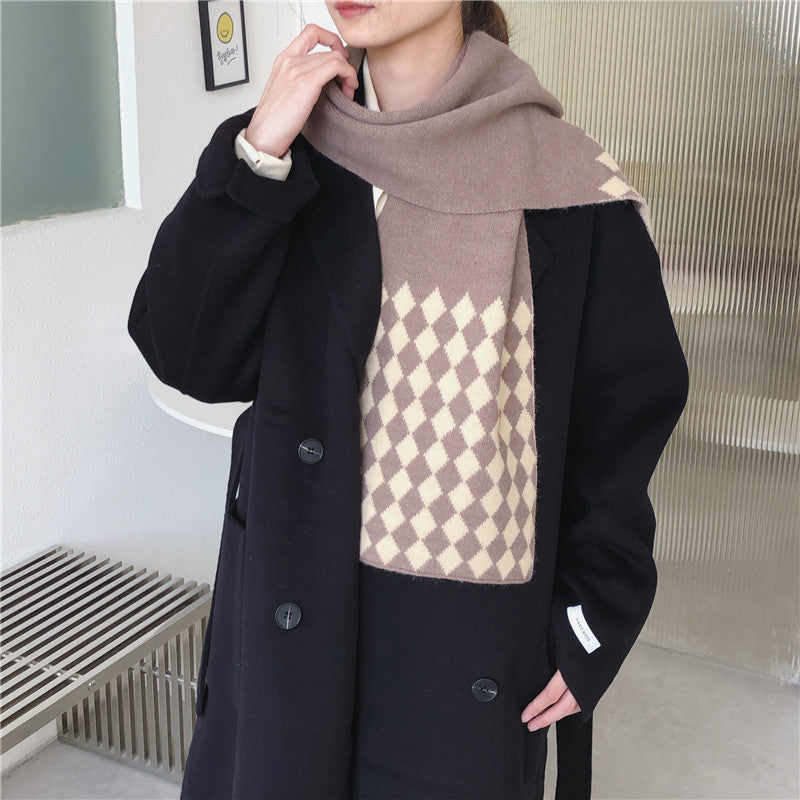 Fashion Women's Houndstooth Knitted Wool Scarf